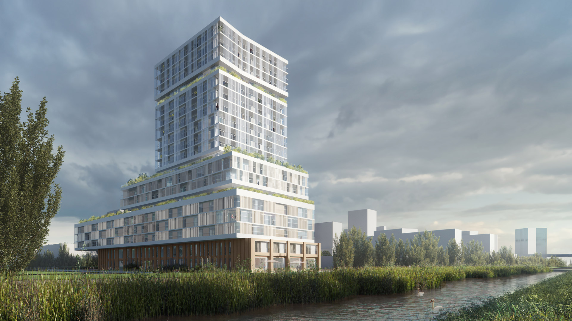 Floating Gardens, beeld vanaf de Haarlemmerweg